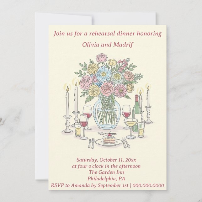 Hand Drawn Whimsical Pastel Rehearsal Funky Invitation (Front)