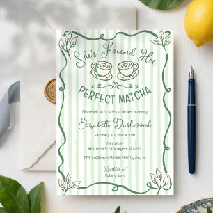 Hand Drawn Whimsical Perfect Matcha Bridal Shower Invitation