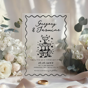 Hand Drawn Whimsical Quirky Handwritten Wedding Acrylic Invitations