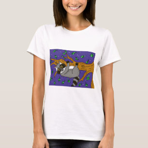 Hand drawn Whimsical Racoon on a Starry Night T-Shirt