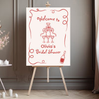 Hand Drawn Whimsical Red Bridal Shower