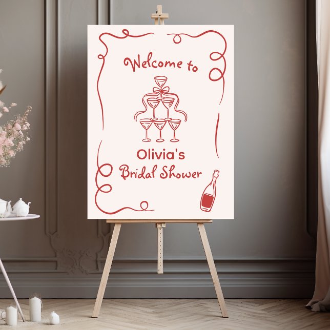 Hand Drawn Whimsical Red Bridal Shower Poster (Creator Uploaded)