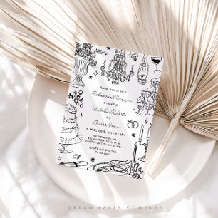 Hand Drawn Whimsical Rehearsal Dinner Invitation