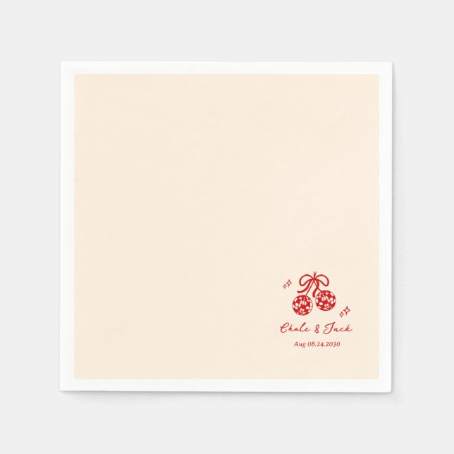 Hand Drawn Whimsical retro disco Wedding Doodle  Napkin (Front)