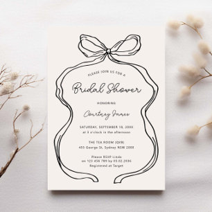 Hand Drawn Whimsical Ribbon Border Bridal Shower Invitation
