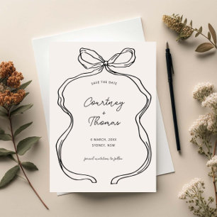 Hand Drawn Whimsical Ribbon Border Save the date Invitation