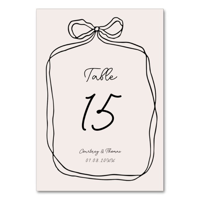 Hand Drawn Whimsical Ribbon Border  Table Number (Front)