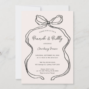 Hand Drawn Whimsical Ribbon Brunch and Bubbly Invitation