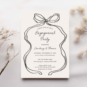 Hand Drawn Whimsical Ribbon engagement party Invitation