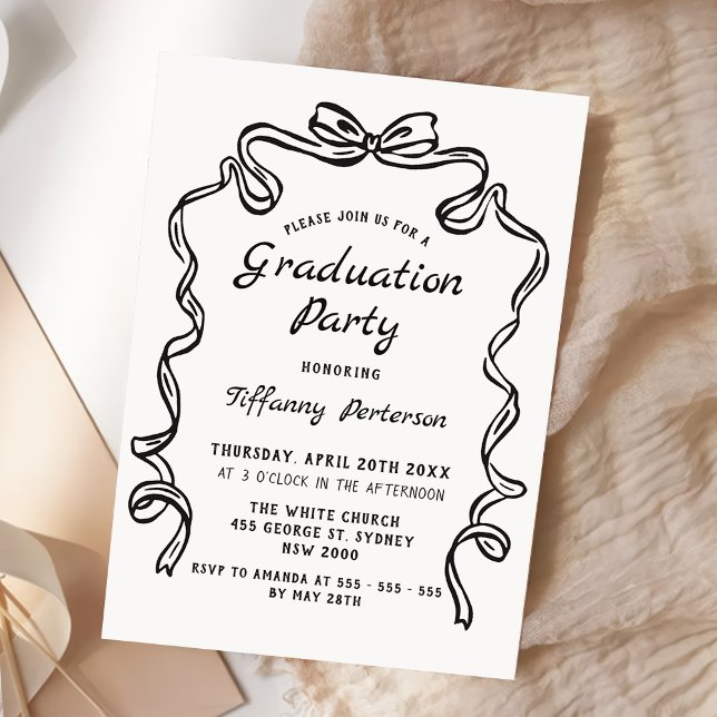 Hand Drawn Whimsical Ribbon graduation Invitation (Creator Uploaded)