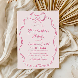 Hand Drawn Whimsical Ribbon Graduation Party Invitation