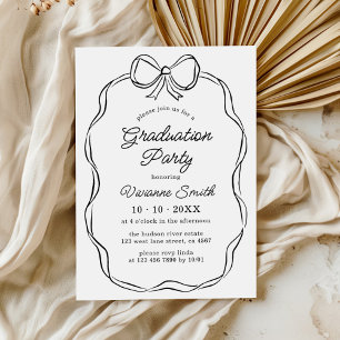 Hand Drawn Whimsical Ribbon Graduation Party Invitation