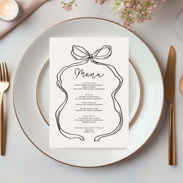 Hand Drawn Whimsical Ribbon Menu Card (Creator Uploaded)
