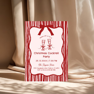 Hand Drawn Whimsical Stripped Frame Christmas Invitation