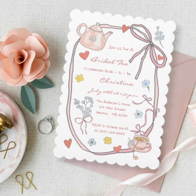 Hand Drawn Whimsical Tea Bridal Shower Invitation (Creator Uploaded)