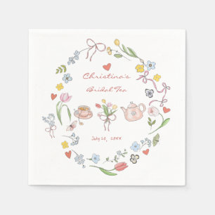 Hand Drawn Whimsical Tea Bridal Shower Napkin