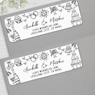Hand Drawn Whimsical Wedding Return Address