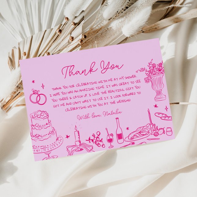 Hand Drawn Whimsical Wedding Thank You Enclosure Card (Creator Uploaded)