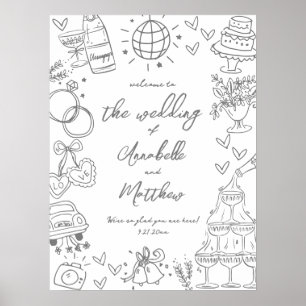 Hand Drawn Whimsical Wedding Welcome Sign