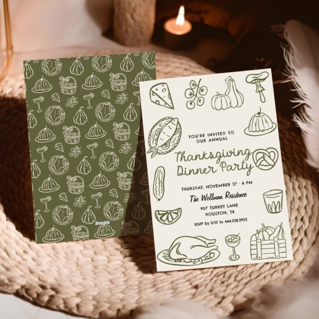 Hand Drawn Whimsy Doodle Thanksgiving Invite (Creator Uploaded)