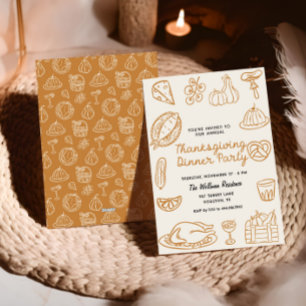 Hand Drawn Whimsy Doodle Thanksgiving Invite