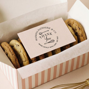 Hand Drawn Whisk Spoon Bakery Business Thank You Rubber Stamp