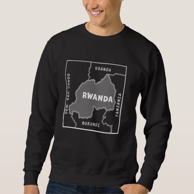 Hand-drawn white line map of Rwanda & neighbouring Sweatshirt (Front)