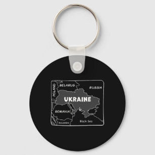 Hand-drawn White Line Map Of Ukraine And Neighbori Key Ring