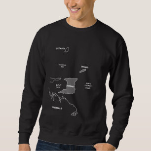 Hand drawn white line political map of Trinidad an Sweatshirt