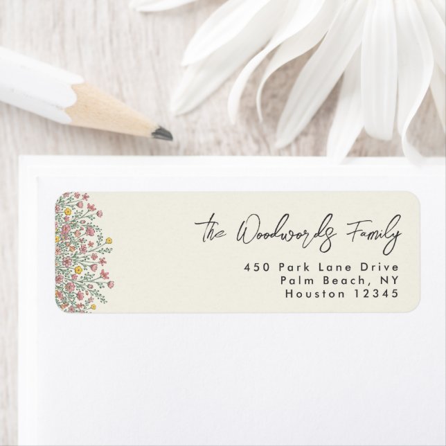 Hand Drawn Wildflower Return Address (Insitu)