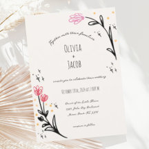Hand Drawn Wildflower Scribble Wavy Border Wedding