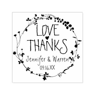 Hand Drawn Wildflower Wreath Thank You Self-inking Stamp