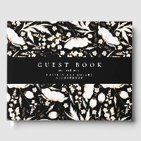 Hand-drawn Wildflowers Elegant Black Wedding