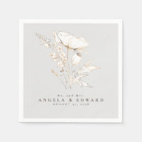 Hand-drawn Wildflowers Elegant Minimalist Wedding 