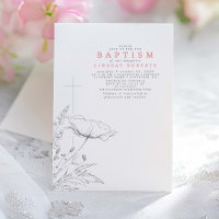 Hand-drawn Wildflowers Elegant Pink Baptism
