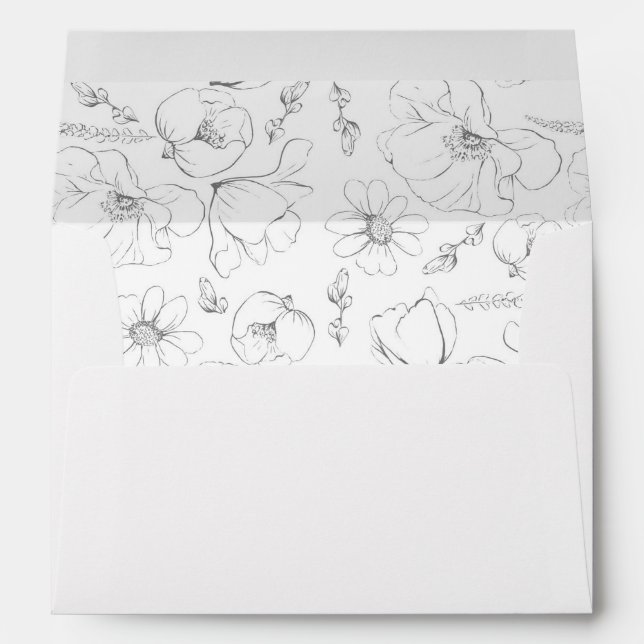 Hand-drawn Wildflowers Pattern Botanical Elegant Envelope (Back (Bottom))