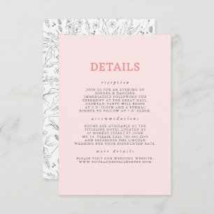 Hand-drawn Wildflowers Pattern Wedding Details Enclosure Card