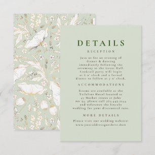 Hand-drawn Wildflowers Pattern Wedding Details Enclosure Card