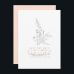 Hand-drawn Wildflowers Peach Colour Save the Date<br><div class="desc">Hand-drawn pencil wildflowers light peach save the date cards</div>