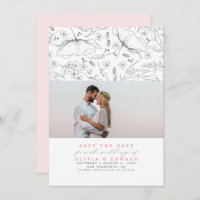 Hand-drawn Wildflowers Pink Save the Date Photo