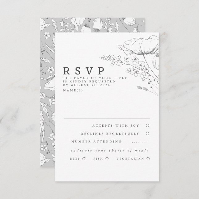 Hand-drawn Wildflowers Wedding RSVP (Front/Back)
