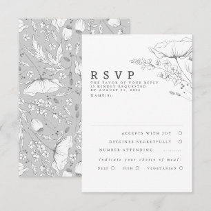 Hand-drawn Wildflowers Wedding RSVP Card