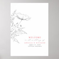 Hand-drawn Wildflowers Wedding Welcome Sign