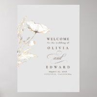 Hand-drawn Wildflowers Wedding Welcome Sign