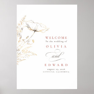 Hand-drawn Wildflowers Wedding Welcome Sign