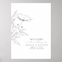 Hand-drawn Wildflowers Wedding Welcome Sign