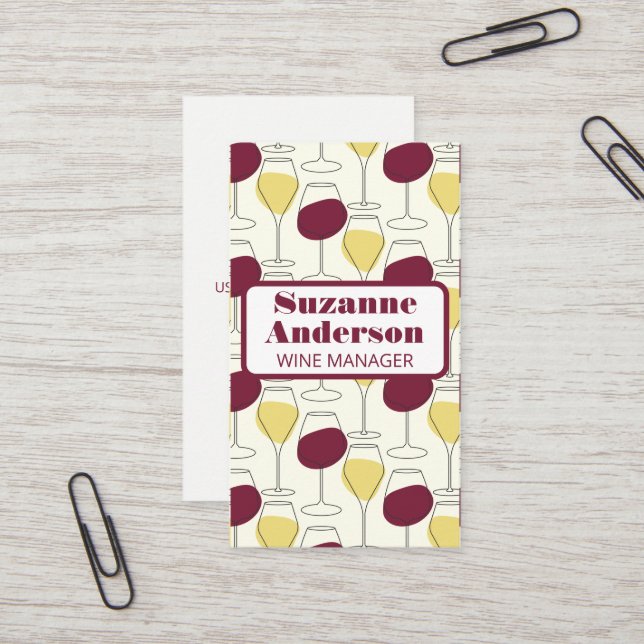 Hand Drawn Wine Bottles Pattern Business Card (Front/Back In Situ)