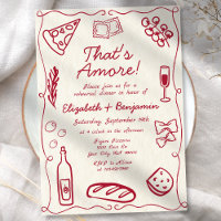 Hand Drawn Wine Red Retro Italian Rehearsal Dinner