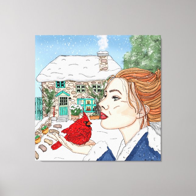 Hand drawn Winter Day Canvas Print (Front)
