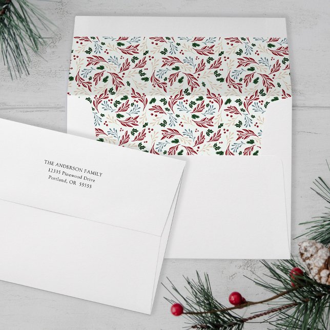 Hand Drawn Winter Greenery Christmas Envelope (Creator Uploaded)